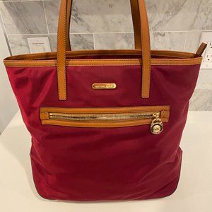 Michael Kors Leather-Trimmed Nylon Tote - in Maroon